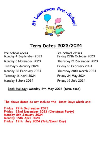 saint laure|st laurence term dates.